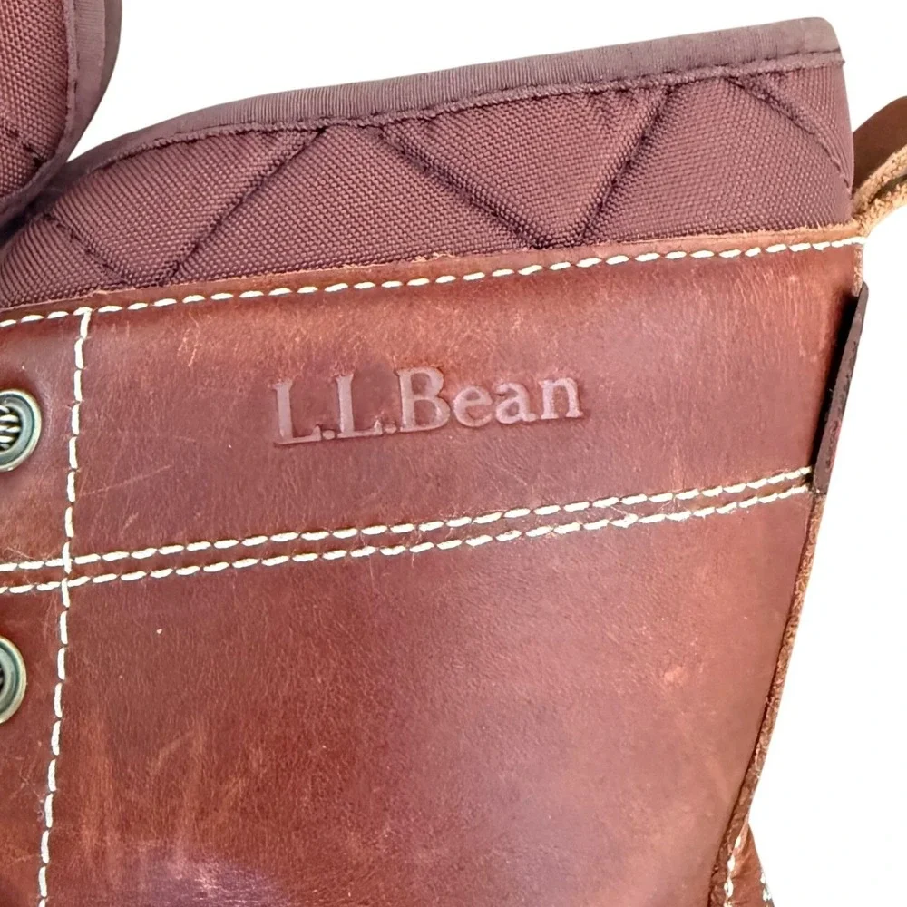 LL‎ Bean Tek 2.5 Leather Duck Boots Brown Waterproof Lace Up Women SiE 7.5